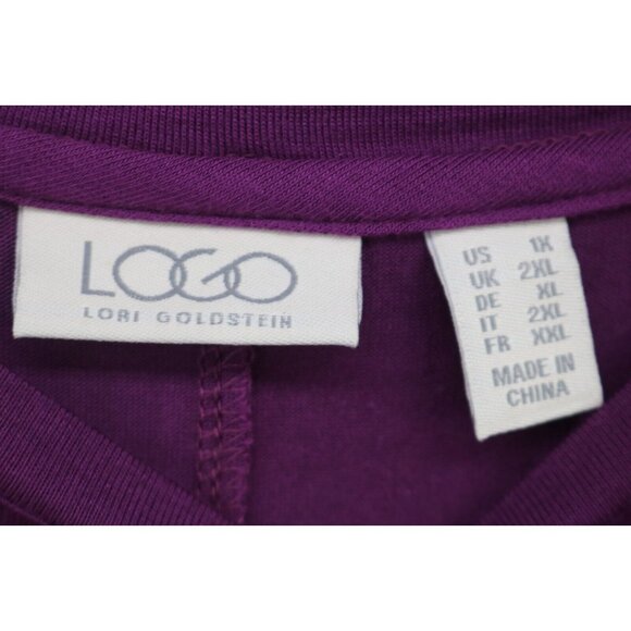 LOGO by Lori Goldstein 3/4 Sleeve Purple Tunic-Pockets-Size 1X - Picture 6 of 11